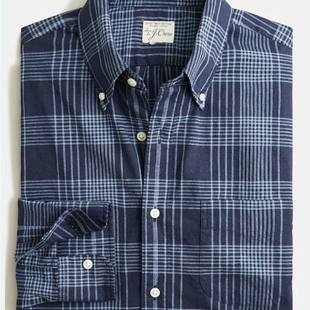 ISO J. Crew secret wash Men's Blue plaid blue and indigo Button Down Shirt